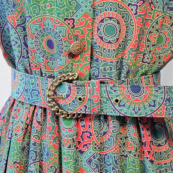 Vintage 1980s Leslie Fay Mandala Secretary Dress - Picture 4 of 15